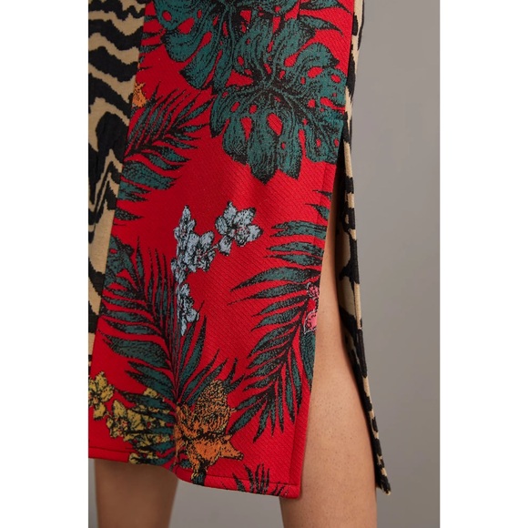 Anthropologie | Red and Black Contrast Sweater Safari Patterned Midi Skirt ~ XL - Picture 7 of 11
